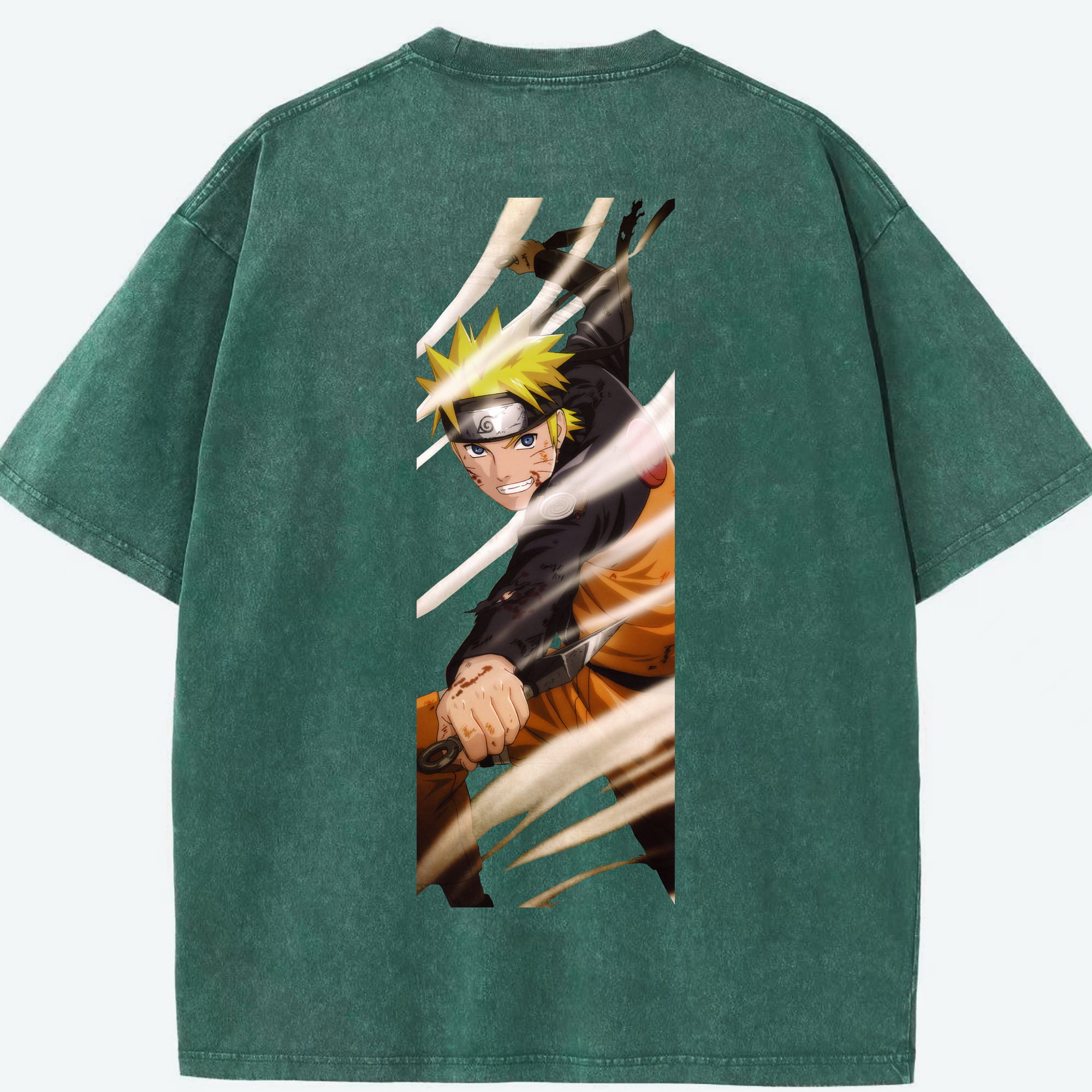 （画像用） NARUTO -ナルト- うずまき ナルト Uzumaki Naruto 綿100% ヴィンテージ風 半袖Tシャツ（背面プリント）
